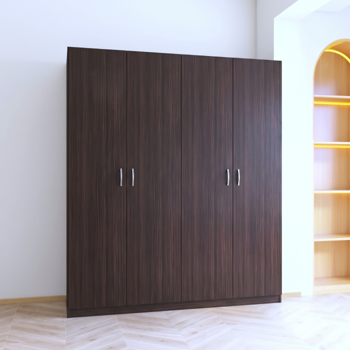 Dulap AlexaMob ALXC457 Wenge cu 4 uși, 2 bare și 4 polițe, 160 × 50 × 200 cm [2]