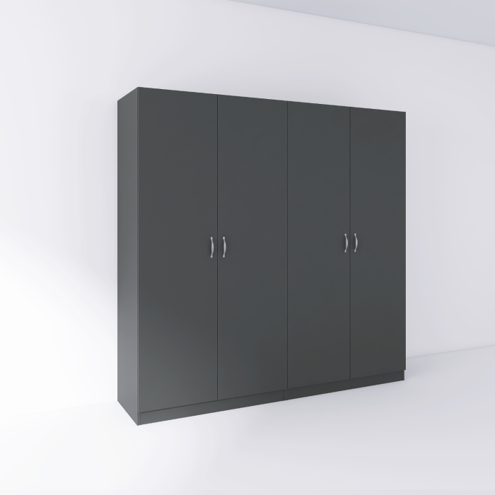 Dulap cu 4 usi cu bara haine si rafturi, H200 X L200 X A50cm, PAL 18mm, Culoare GRI ANTRACIT [2]