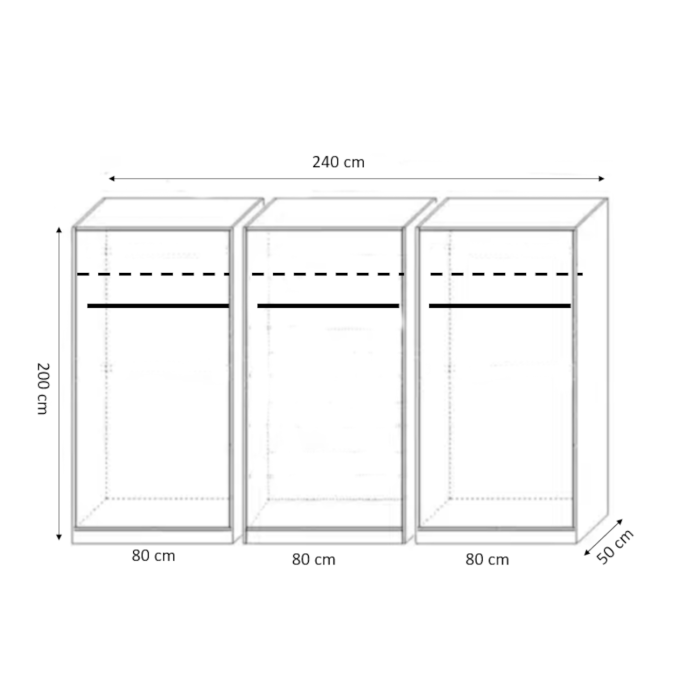 Dulap AlexaMob ALXC453 Gri Antracit, 6 uși, 240 × 50 × 200 cm [3]