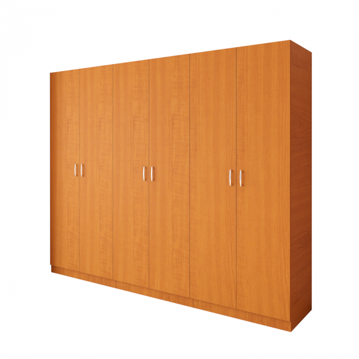 Dulap cu 6 usi cu bara haine si rafturi, H200 X L240 X A50cm, PAL 18mm, Culoare Cires [3]