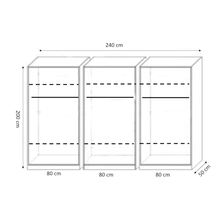 Dulap AlexaMob ALXC454 Gri Antracit, 6 uși, 240 × 50 × 200 cm [2]