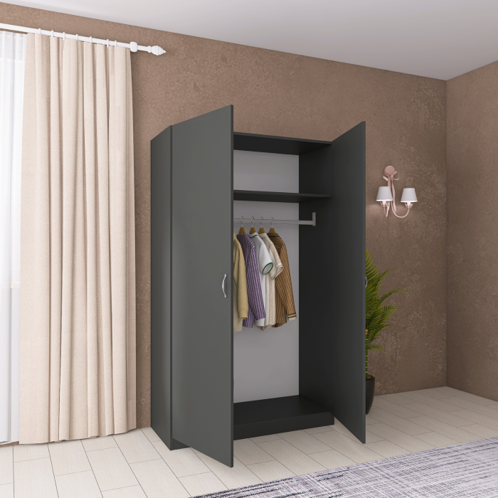 Dulap cu bara haine, H200 X L80 X A50cm, PAL 18mm, Culoare Gri Antracit [3]