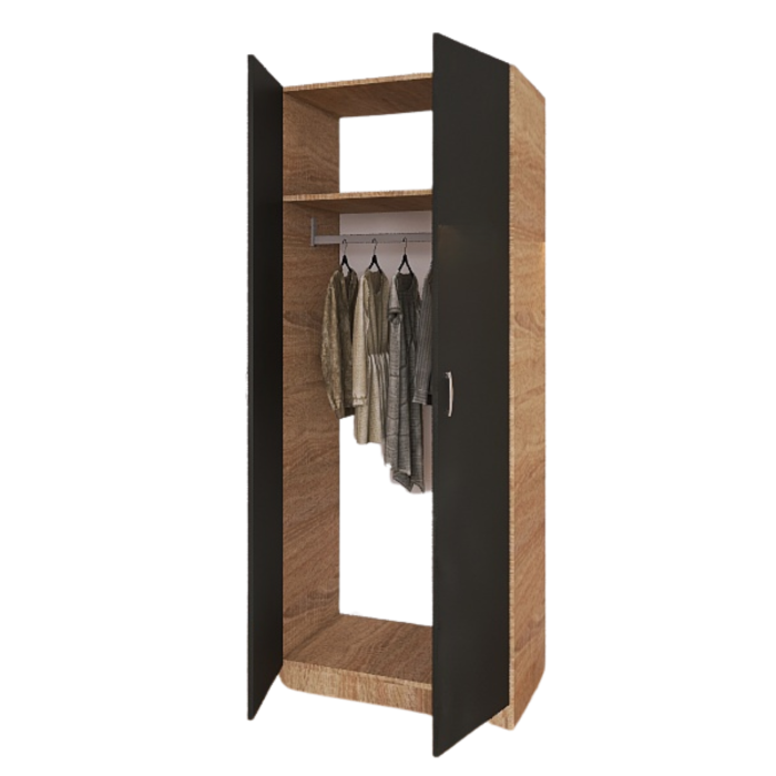 Dulap cu bara haine, H200 X L80 X A50cm, PAL 18mm, Culoare Sonoma -  Gri Antracit [3]