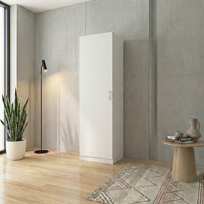 Dulap cu o usa si cu bara haine, H197 x L45 x A50 cm, PAL 18mm, Culoare Alb [2]