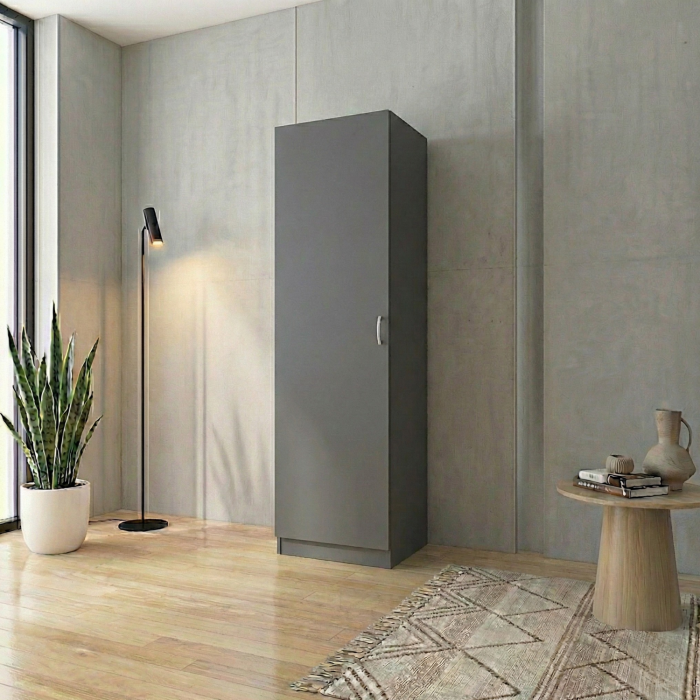 Dulap cu o usa si cu bara haine, H197 x L45 x A50 cm, PAL 18mm, Culoare Gri Antracit [2]