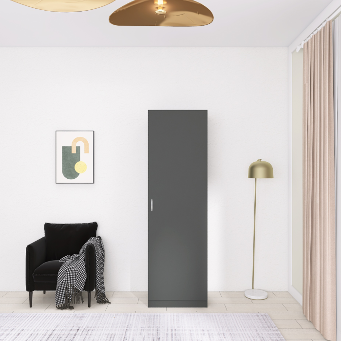 Dulap cu o usa si cu bara haine, H197 x L45 x A50 cm, PAL 18mm, Culoare Gri Antracit [3]