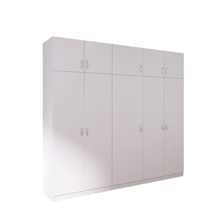 Dulap Dormitor cu Bara Haine si Rafturi, H240 X L205 X A50cm, Culoare Alb ,Material Pal18mm [3]