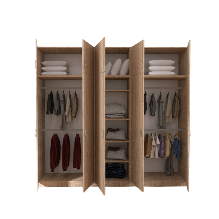 Dulap Dormitor Stejar Sonoma, H240 X L205 X A50cm, Material Pal18mm [3]