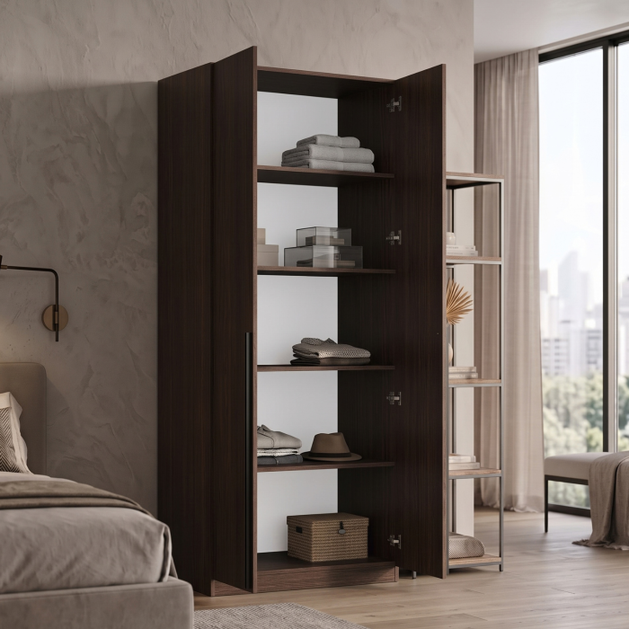 Dulap KLASS cu 4 rafturi depozitare, H200 x L80 x A50cm, Culoare Wenge, Pal 18mm [2]
