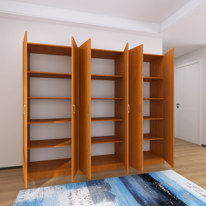 Dulap cu 6 usi cu rafturi, H200 X L240 X A50cm, PAL 18mm, Culoare Cires [1]