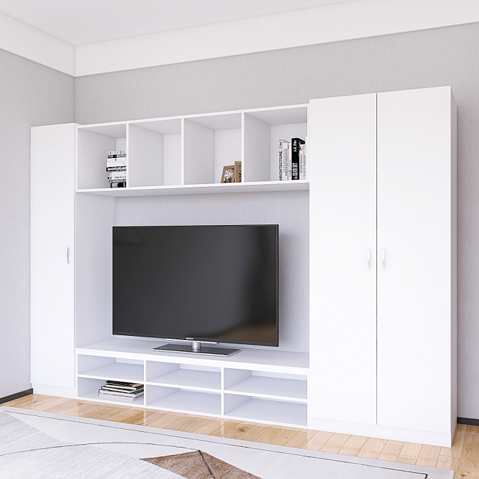 Living Alex L245 x A50 x H200 cm, Culoare Alb, Pal 18mm, Cant ABS [4]