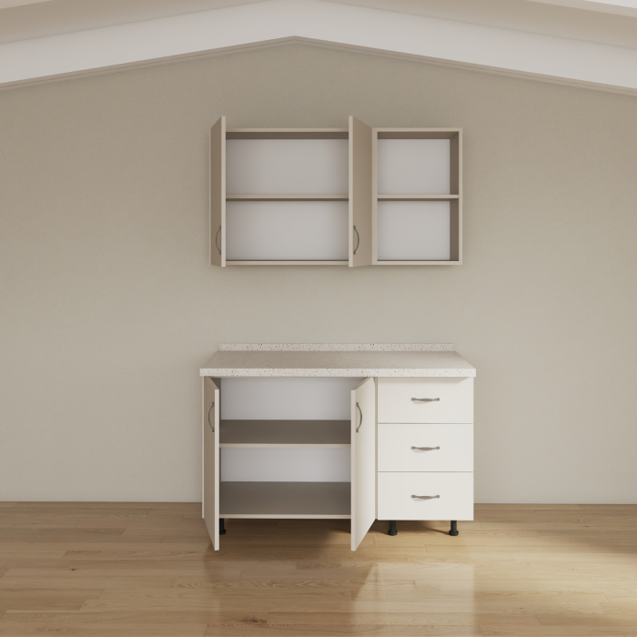 Set Bucatraie 120 cm, Pal 18mm, Culoare Casmir, Blat Termorezistent 2,8cm Grosime [2]