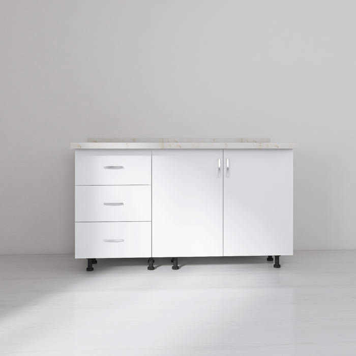 Set Corp Bucatarie L120 x H90 x A50cm, Culoare Alb, Picioare Reglabile, Blat Termorezistent 2.8 cm [2]