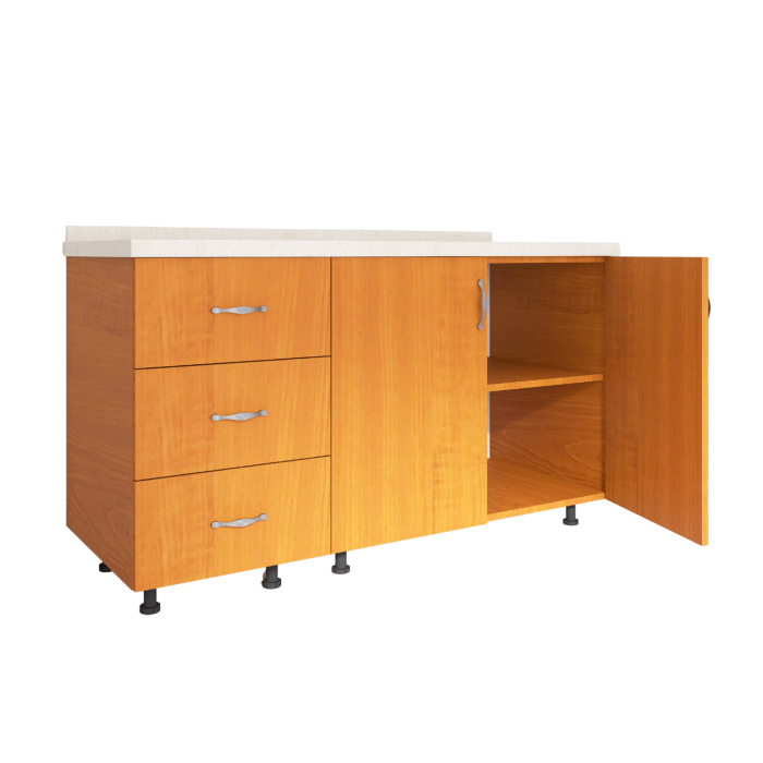 Set Corp Bucatarie L120 x H90 x A50cm, Culoare Cires , Picioare Reglabile, Blat Termorezistent 2.8 cm [2]