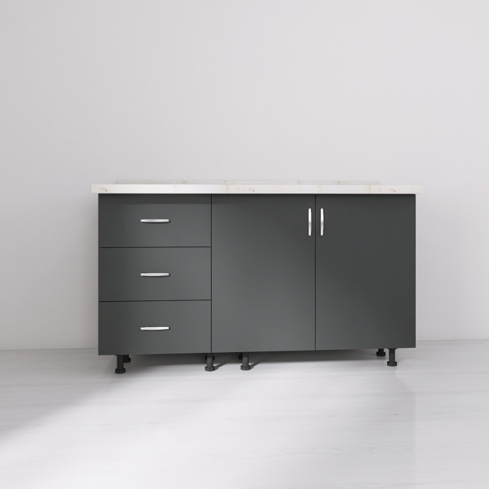 Set Corp Bucatarie L120 x H90 x A50cm, Culoare Gri Antracit, Picioare Reglabile, Blat Termorezistent 2.8 cm [2]