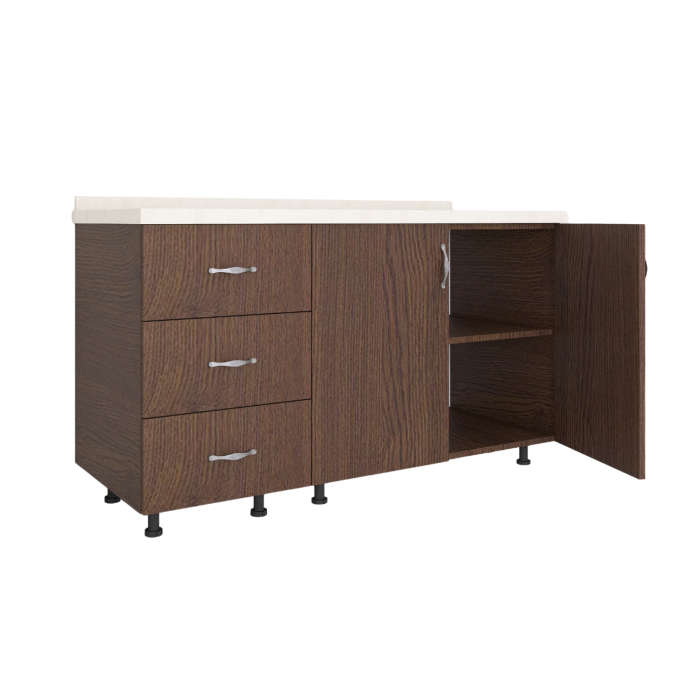 Set Corp Bucatarie L120 x H90 x A50cm, Culoare Wenge , Picioare Reglabile, Blat Termorezistent 2.8 cm [2]