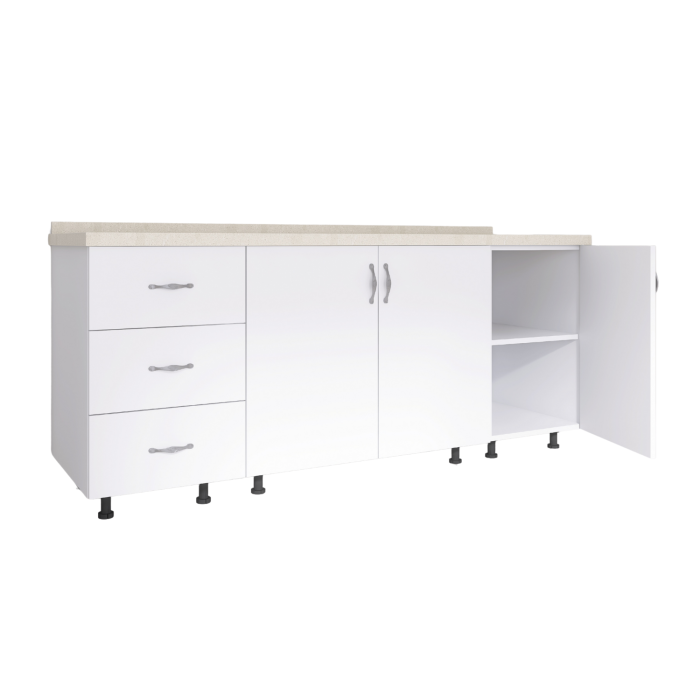 Set Corp Bucatarie L160 x H90 x A50cm, Culoare Alb, Picioare Reglabile, Blat Termorezistent 2.8 cm [2]