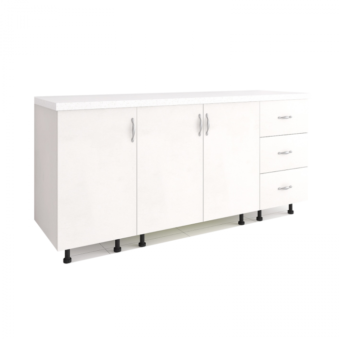 Set Corp Bucatarie L160 x H90 x A50cm, Culoare Alb, Picioare Reglabile, Blat Termorezistent 2.8 cm [1]