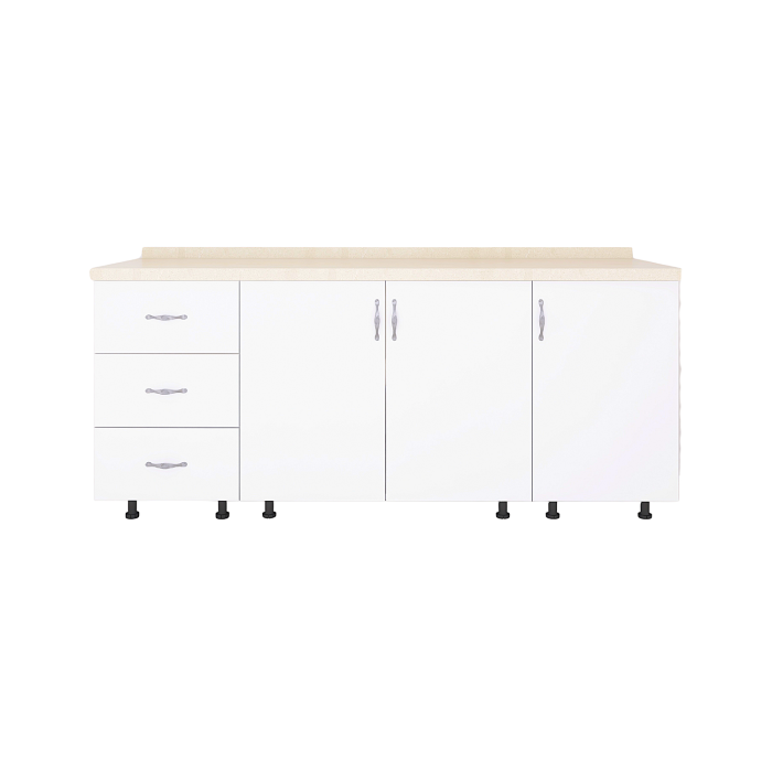 Set Corp Bucatarie L160 x H90 x A50cm, Culoare Alb, Picioare Reglabile, Blat Termorezistent 2.8 cm [3]