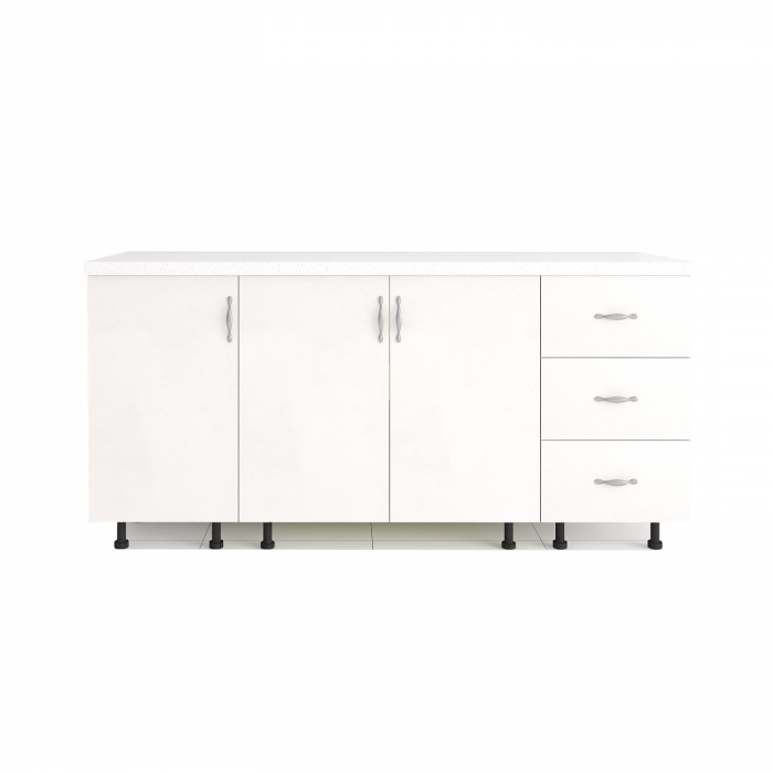 Set Corp Bucatarie L160 x H90 x A50cm, Culoare Alb, Picioare Reglabile, Blat Termorezistent 2.8 cm [2]