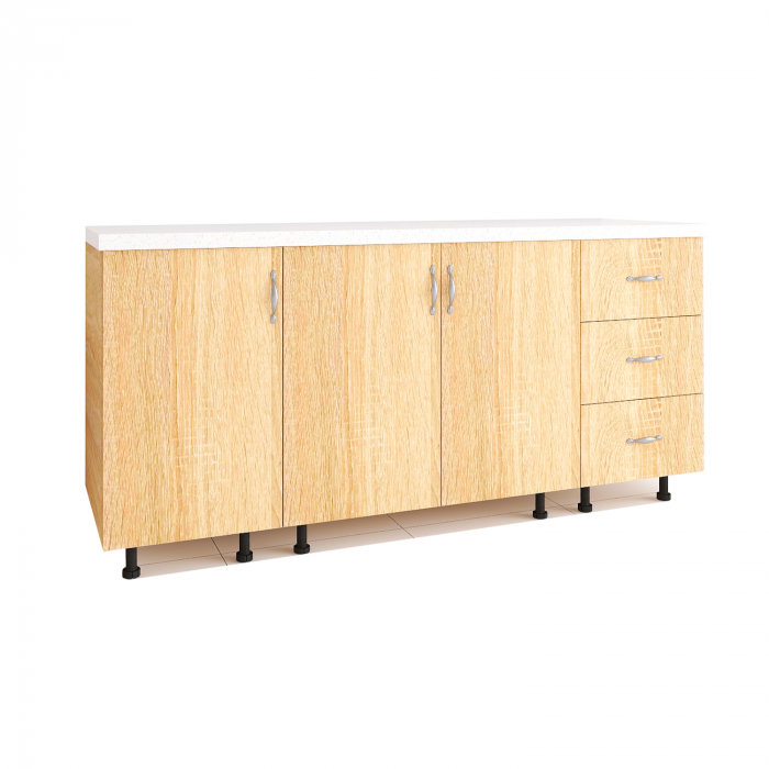 Set Corp Bucatarie L160 x H90 x A50cm, Culoare Sonoma, Picioare Reglabile, Blat Termorezistent 2.8 cm [1]