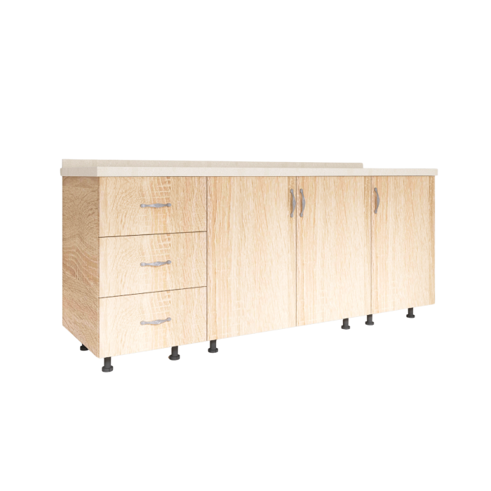 Set Corp Bucatarie L160 x H90 x A50cm, Culoare Sonoma, Picioare Reglabile, Blat Termorezistent 2.8 cm [1]