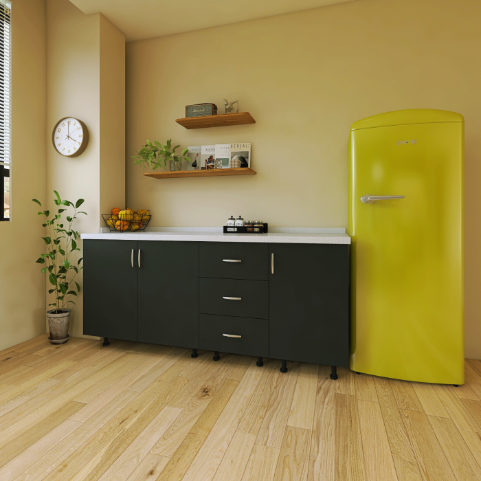 Set Corp Bucatarie L160 x H90 x A50cm, Culoare Gri Antracit,  Picioare Reglabile, Blat Termorezistent 2.8 cm [3]