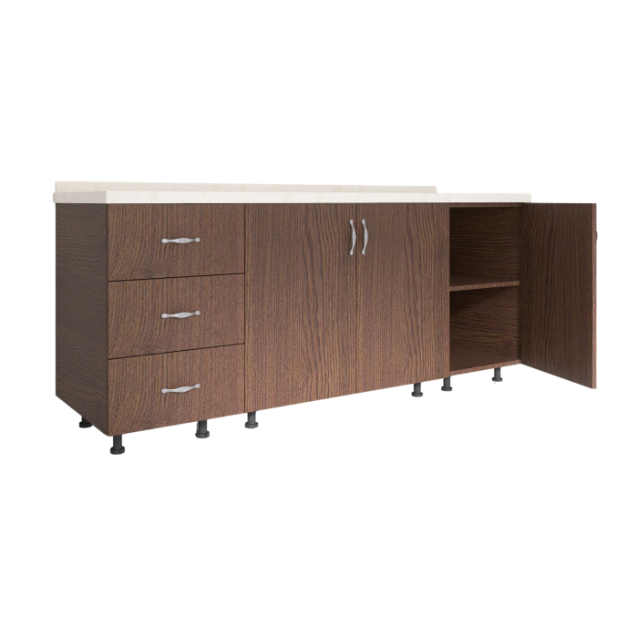 Set Corp Bucatarie L160 x H90 x A50cm, Culoare Wenge, Picioare Reglabile, Blat Termorezistent 2.8 cm [2]