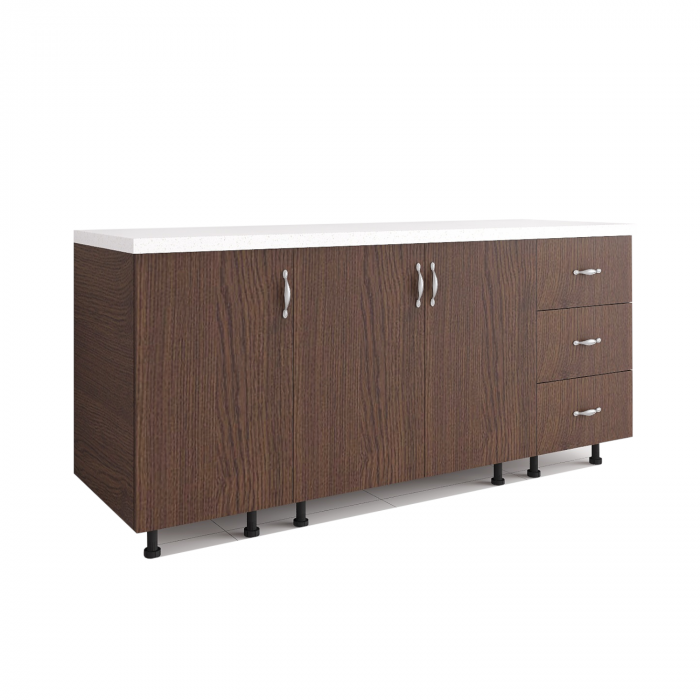 Set Corp Bucatarie L160 x H90 x A50cm, Culoare Wenge, Picioare Reglabile, Blat Termorezistent 2.8 cm [1]