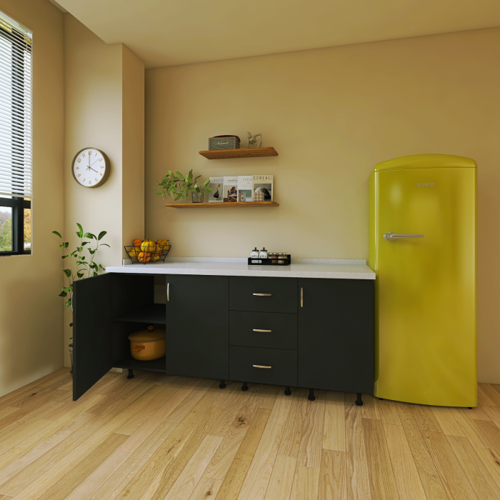 Set Corp Bucatarie L200 x H90 x A50cm, Culoare Gri Antracit , Picioare Reglabile, Blat Termorezistent 2.8 cm [4]