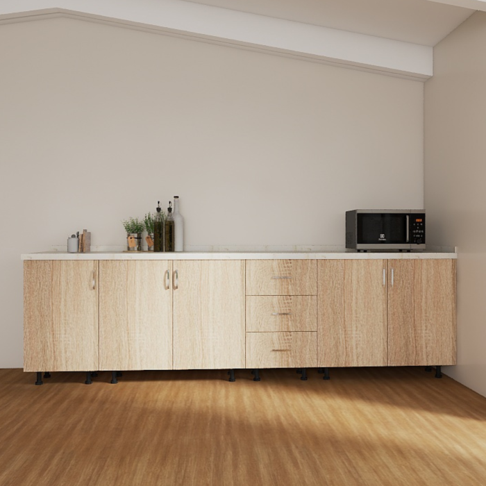 Set Corp Bucatarie L240 x H90 x A50cm, Culoare Sonoma, Picioare Reglabile, Blat Termorezistent 2.8 cm [2]