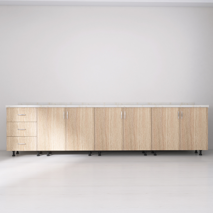 Set Corp Bucatarie L260 x H90 x A50cm, Culoare Stejar Sonoma , Picioare Reglabile, Blat Termorezistent 2.8 cm [3]