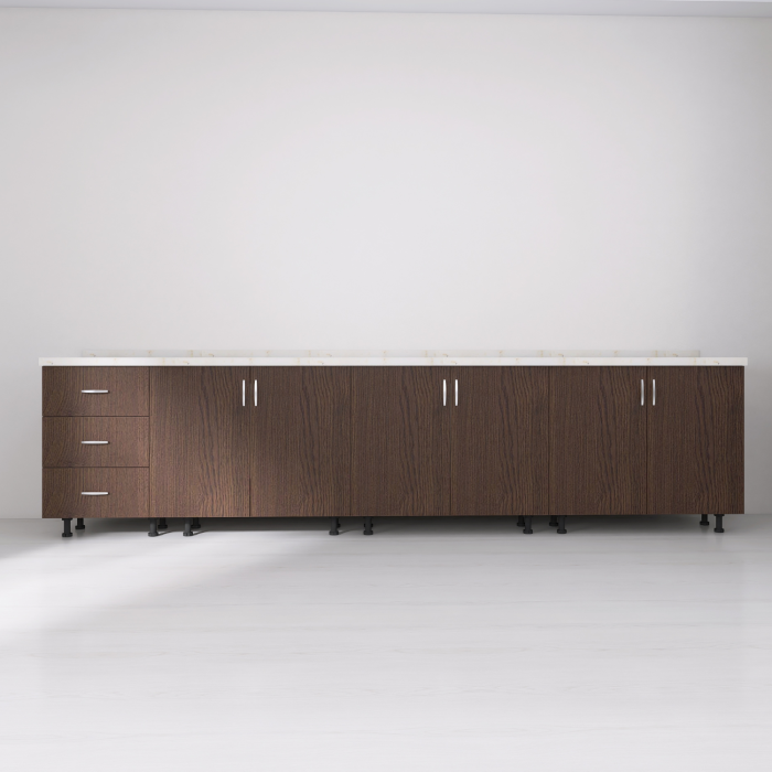 Set Corp Bucatarie L260 x H90 x A50cm, Culoare Wenge , Picioare Reglabile, Blat Termorezistent 2.8 cm [3]