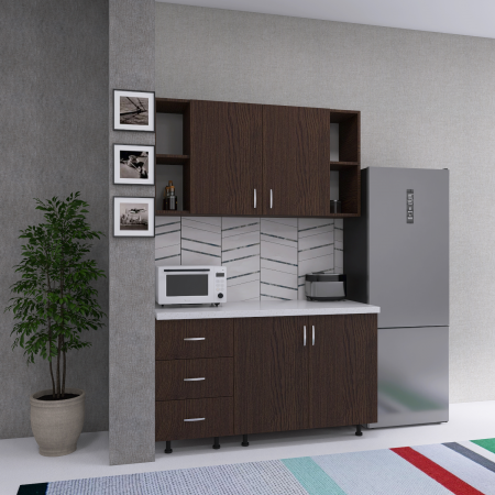 Bucatarii - Bucatarie 120 cm Lungime, Material PAL 18mm, Culoare Wenge, Blat termorezistent 2,8cm