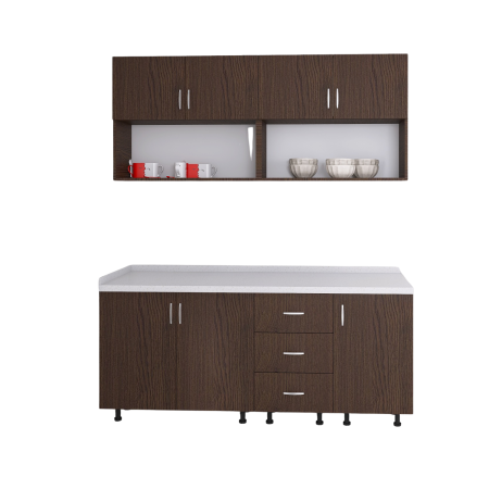 Bucatarie 160 cm Lungime, Material PAL 18mm, Culoare Wenge, Blat termorezistent 2.8 cm Grosime [3]