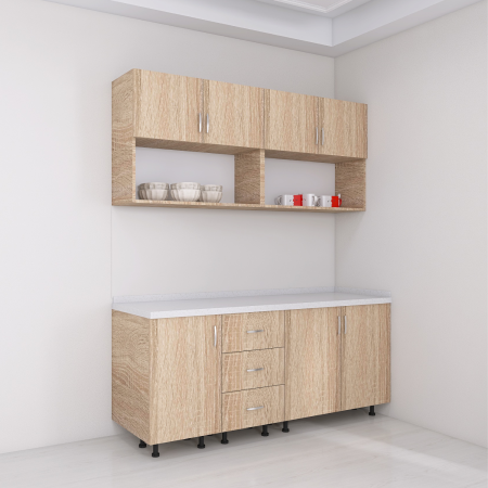 Bucatarie 160 cm Lungime, Material PAL 18mm, Culoare Sonoma, Blat termorezistent [2]