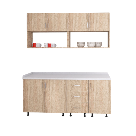 Bucatarie 160 cm Lungime, Material PAL 18mm, Culoare Sonoma, Blat termorezistent [1]