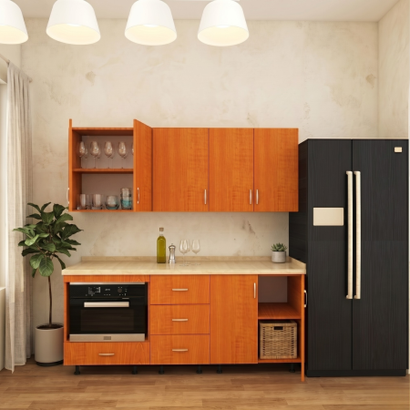 Bucatarii - Bucatarie 180cm Lungime, Material PAL 18mm, Culoare Cires, Blat termorezistent 2.8 cm Grosime