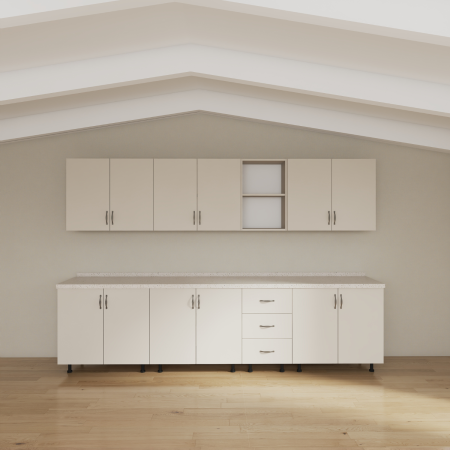 Bucatarie 260 cm LORA Lungime, Material PAL 18mm, Culoare CASMIR , Blat Termorezistent [2]
