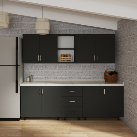 Bucatarii - Bucatarie 200 cm LORA Lungime, Material PAL 18mm, Culoare GEI ANTRACIT , Blat termorezistent