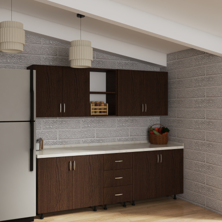 Bucatarie 200 cm LORA Lungime, Material PAL 18mm, Culoare WENGE, Blat termorezistent [1]