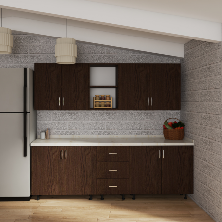 Bucatarii - Bucatarie 200 cm LORA Lungime, Material PAL 18mm, Culoare WENGE, Blat termorezistent