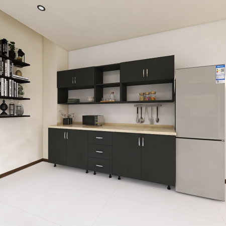 Bucatarie 200 cm Lungime, Material PAL 18mm, Culoare GRI ANTRACIT, Blat termorezistent [3]