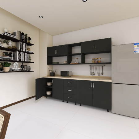 Bucatarie 200 cm Lungime, Material PAL 18mm, Culoare GRI ANTRACIT, Blat termorezistent [2]