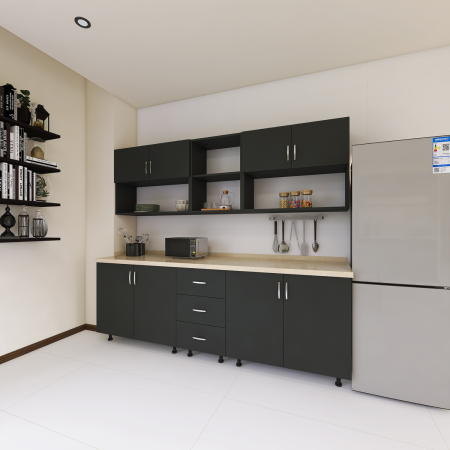 Bucatarii - Bucatarie 200 cm Lungime, Material PAL 18mm, Culoare GRI ANTRACIT, Blat termorezistent