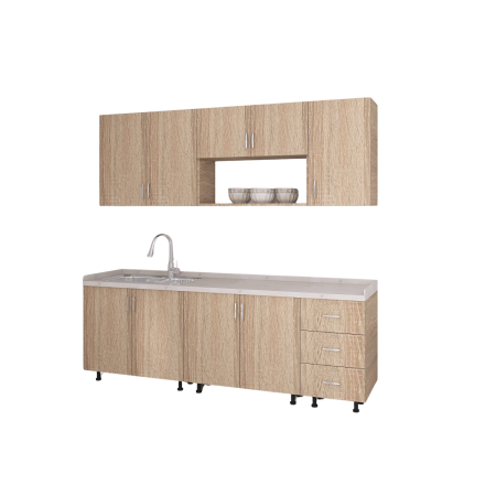 Bucatarie 200 cm Lungime, Material PAL 18mm, Culoare Sonoma, Blat termorezistent [1]