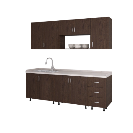 Bucatarie 200 cm Lungime, Material PAL 18mm, Culoare Wenge, Blat termorezistent [2]