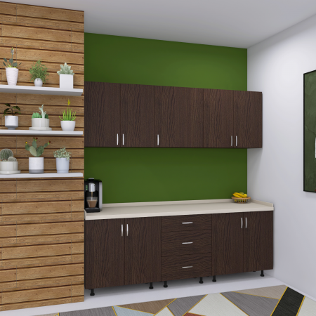 Bucatarii - Bucatarie 200 cm Lungime, Material PAL 18mm, Culoare WENGE, Blat termorezistent 2.8 cm Grosime