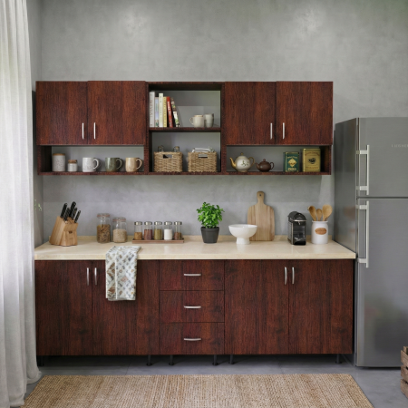 Bucatarii - Bucatarie 200 cm Lungime, Material PAL 18mm, Culoare Wenge, Blat termorezistent