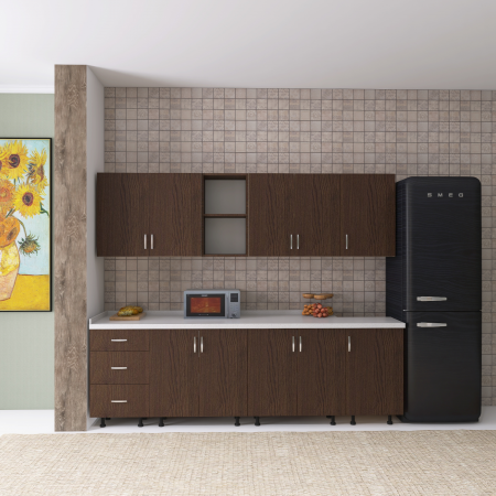 Bucatarii - Bucatarie 240 cm Lungime, Material PAL 18mm, Culoare WENGE, Blat termorezistent 2.8 cm Grosime